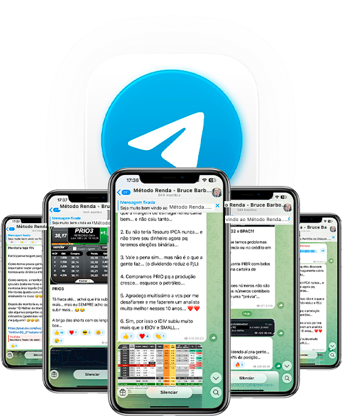 Canal exclusivo do Método Renda no Telegram, com a carteira e as análises do Bruce